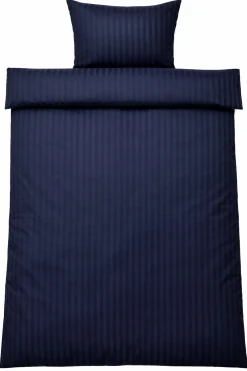 Baby sengetøj 70x100 cm - 100% bomuldssatin - Klassisk mørkeblå striber