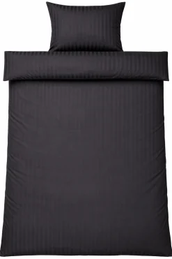 Baby sengetøj 70x100 cm - 100% bomuldssatin - Klassisk mørkegrå striber