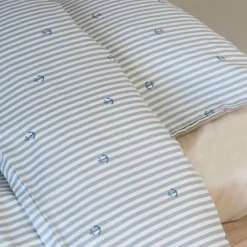 Baby sengetøj 70x100 cm - 100% økologisk bomuldssatin - Stribet med anker