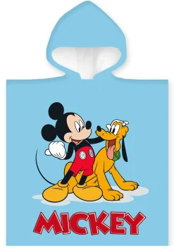 Badeponcho - Børnehåndklæde - 50x100 cm - Mickey Mouse og Pluto - 100% Bomuld