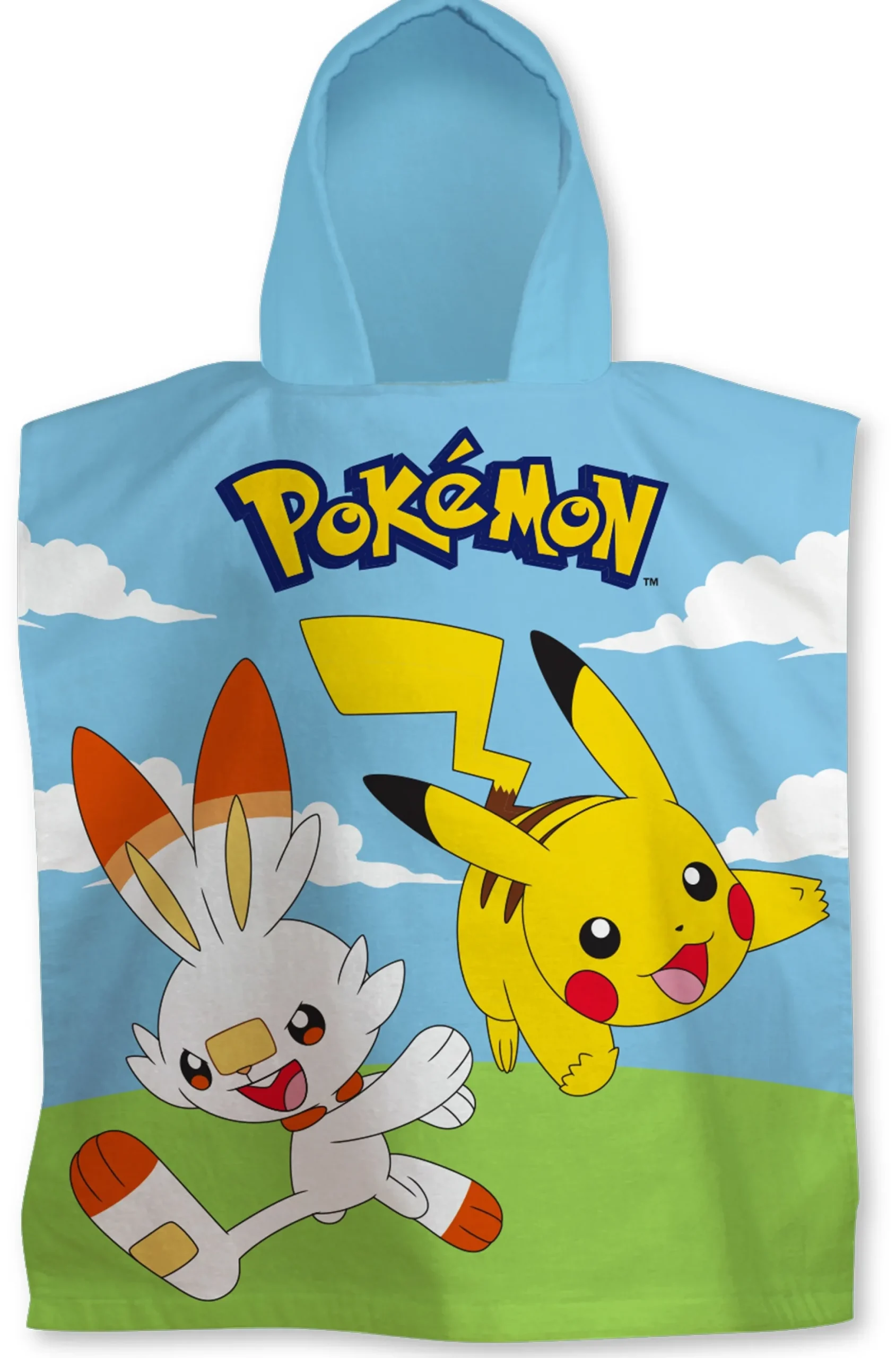Badeponcho - Pokémon børneponcho - 50x115 cm - Let og hurtig tørrende poncho til børn