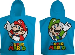 Badeponcho - Super Mario børneponcho - 50x115 cm - Let og hurtig tørrende poncho til børn