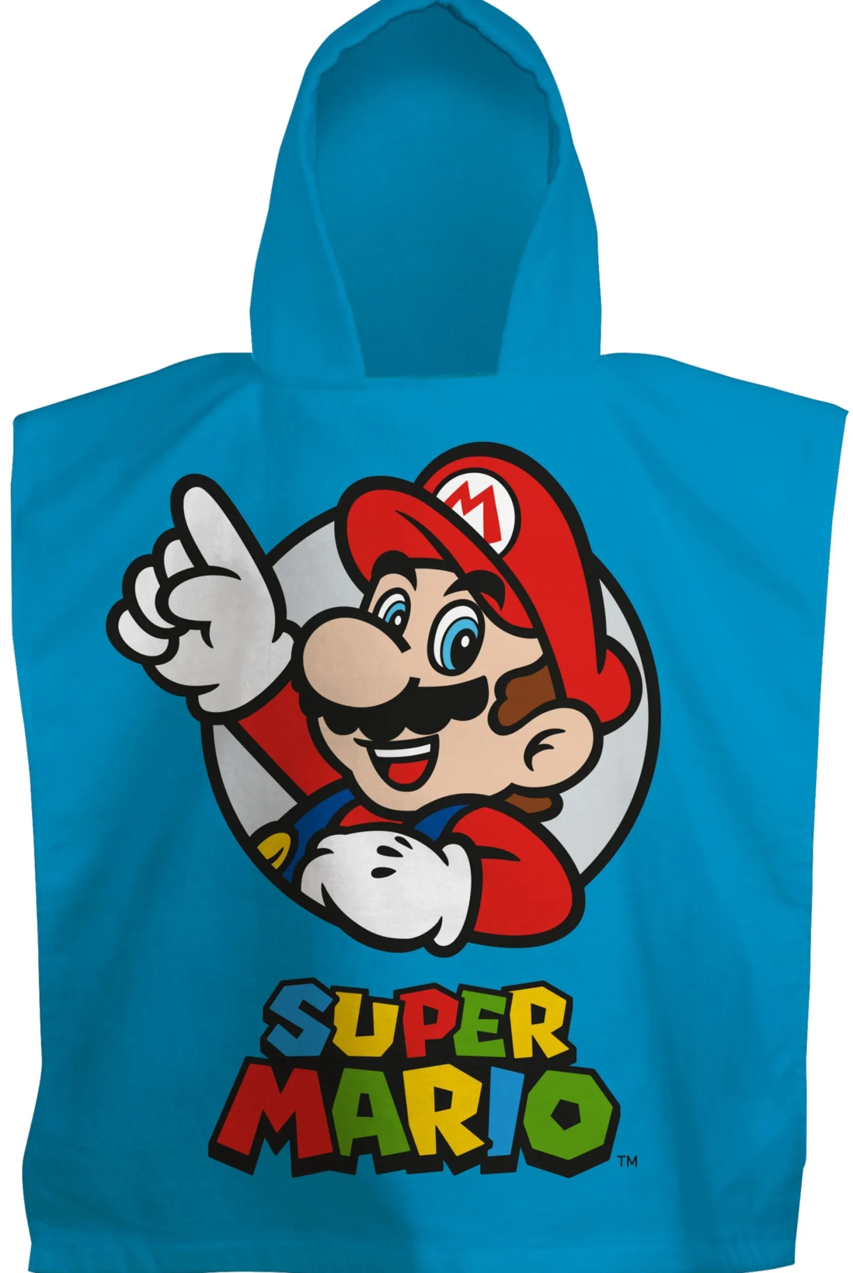 Badeponcho - Super Mario børneponcho - 50x115 cm - Let og hurtig tørrende poncho til børn