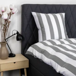 Bambus dobbelt sengetøj 200x220 cm - 100% bambus - Brede grå striber