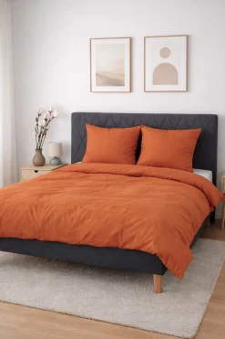 Bambus sengetøj 140x220 cm - 100% bambus - Orange satinvævet