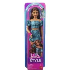 Barbie Fashionista dukke - Turkis kjole med dyreprint - 30 cm