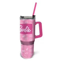 Barbie termokop med sugerør og håndtag - Tumbler drikkedunk 940 ml