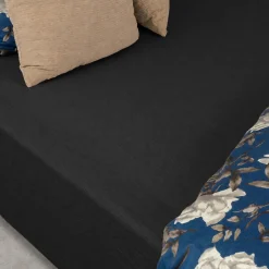 Blødt lagen 80x200 cm - Faconlagen i 100% bomuldssatin - Sort boxlagen til madras - By Night satin lagen