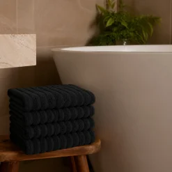 Bomulds håndklæder - 100% kæmmet bomuld - 50x100 cm - 2-pak - Sort