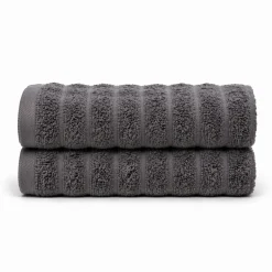 Bomulds håndklæder - 100% kæmmet bomuld - 50x100 cm - 2-pak - Mørkegrå