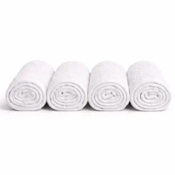 Bomulds vaskeklude - 100% bomuld - Vaskeklude 30x30 cm - 4-pak - Valmue - Hvid