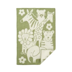 Børne uldplaid - 65x90 cm - 100% Økologisk lammeuld - Picnic Green Kids