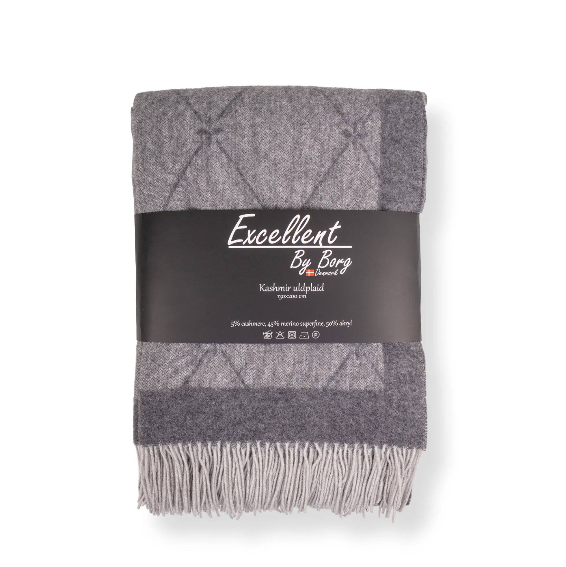 Cashmere uldplaid 130x200 cm - Toscana Perlagrigio grå plaid