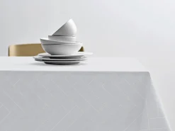 Damaskdug 140x320 - 100% damaskvævet bomuld - Tiles Södahl - Hvid