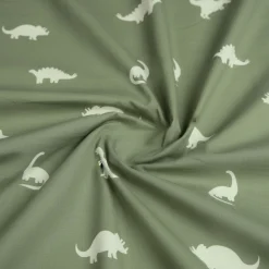 Dinosaurer sengetøj - 100% bomuld - Babysengetøj 70x100 cm - Grønt med dinosaurer