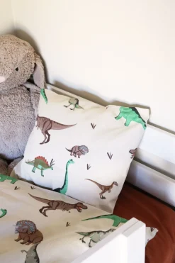 Dinosaur sengetøj - 100% bomuld - Baby sengetøj 70x100 cm - Beige