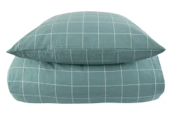 Dobbelt sengetøj 200x220 cm - Bæk og Bølge - 100% Bomulds krep - Grønne tern