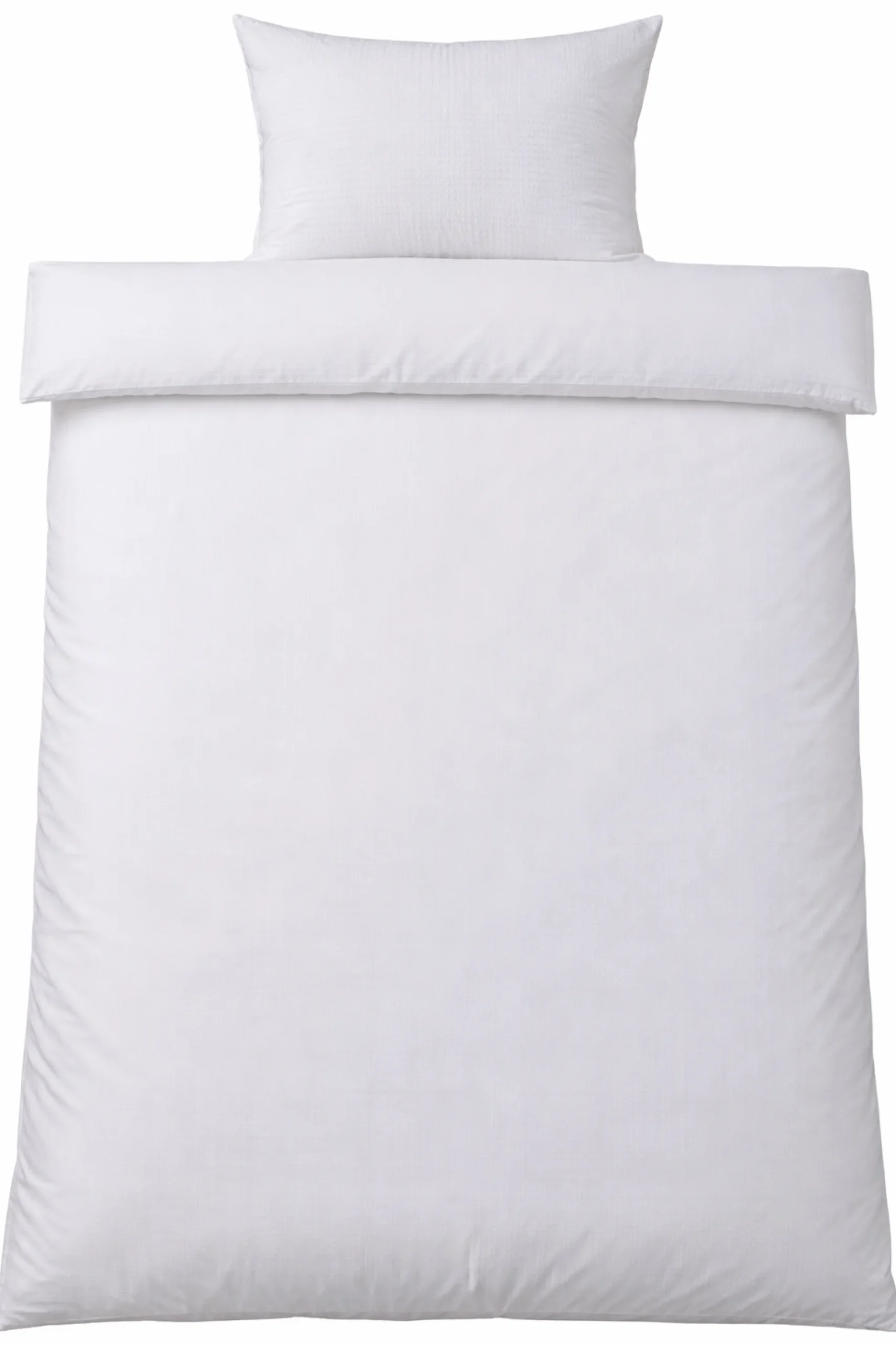Dobbelt sengetøj 240x220 cm - Bæk og Bølge - 100% Bomulds krep - Hvidt ensfarvet
