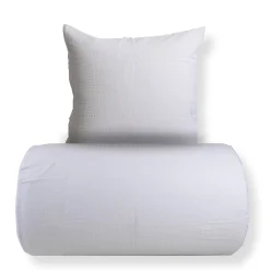 Dobbelt sengetøj 240x220 cm - Bæk og Bølge - 100% Bomulds krep - Hvidt ensfarvet
