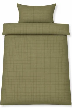 Dobbelt sengetøj 200x220 cm - 100% bomuld - Grønt med mørkegrønne tern