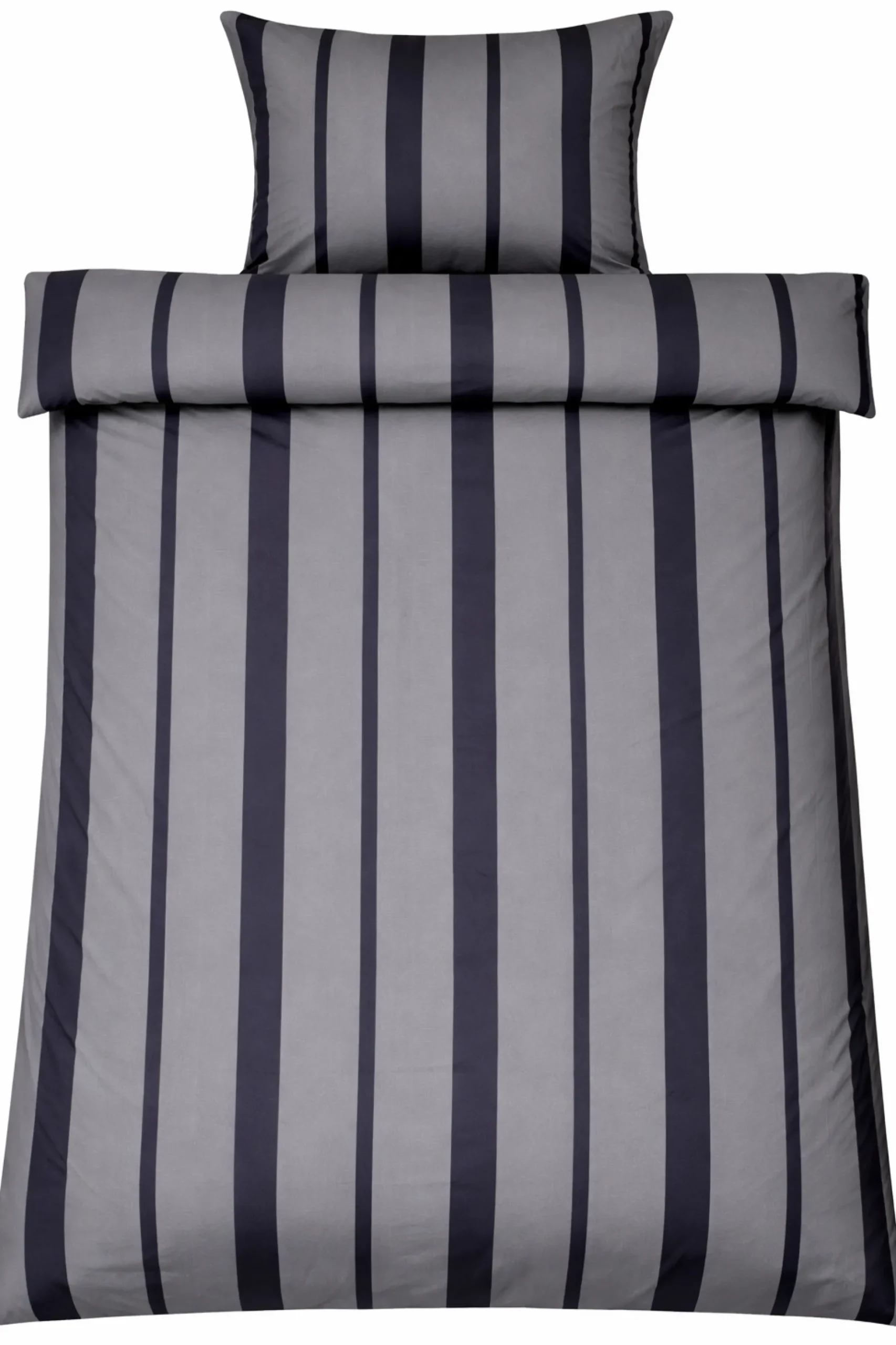 Dobbelt sengetøj 200x220 cm - 100% bomuldssatin - Lana - Grå og sorte striber