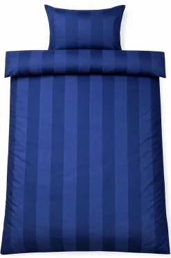 Dobbelt sengetøj 200x220 cm - 100% bomuldssatin - Diana - Blå jacquardvævet striber