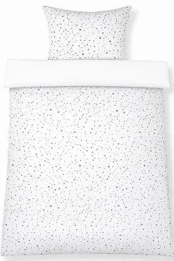 Dobbelt sengetøj 200x220 cm - 100% Bomuld - Zodiac white - Vendbart med stjerner