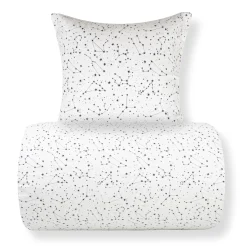 Dobbelt sengetøj 200x220 cm - 100% Bomuld - Zodiac white - Vendbart med stjerner