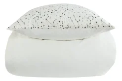 Dobbelt sengetøj 200x220 cm - 100% Bomuld - Zodiac white - Vendbart med stjerner