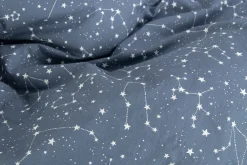 Dobbelt sengetøj 200x220 cm - 100% Bomuld - Zodiac blue - Vendbart med stjerner