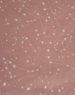 Dobbelt sengetøj 240x220 cm - 100% Bomuld - Zodiac peach - Vendbart med stjerner