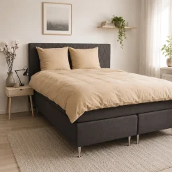 Dobbelt sengetøj 200x220 cm - Hør - Sand