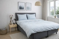 Dobbelt sengetøj 200x220 cm - Stonewashed - Firm blue