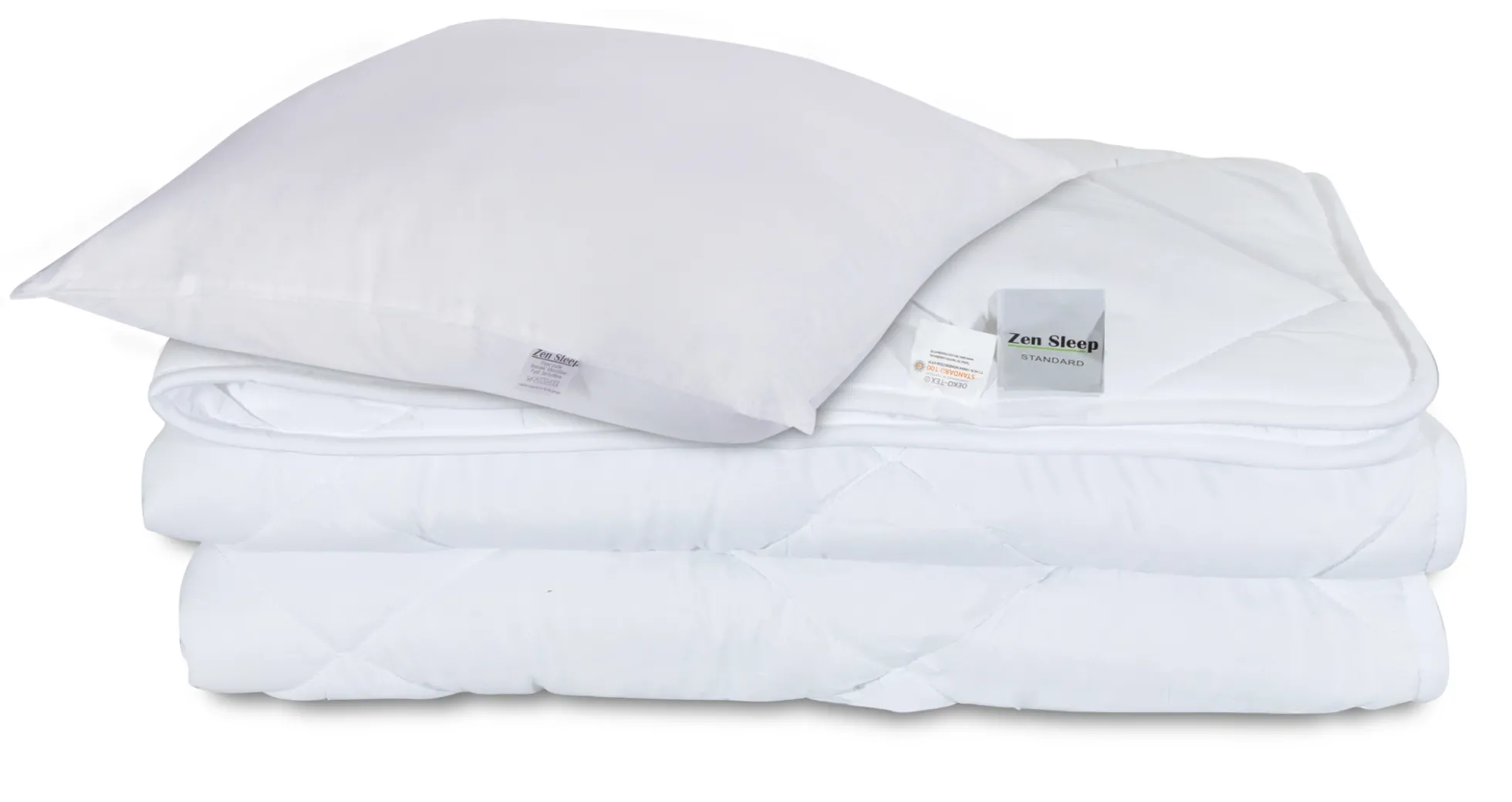 Dyne og pudesæt - Helårsdyne 140x220 cm + pude 60x63 cm - Fiberdyne - Zen Sleep allergivenlig dyne og pude