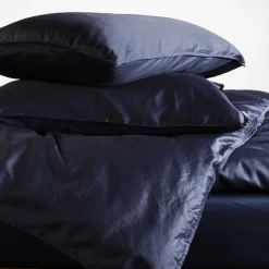 Essenza sengetøj - 140x220 cm - 100% bomuldssatin sengesæt - Minte Nightblue sengelinned