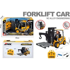 Fjernstyret gaffeltruck med bevægelig løftegaffel og genopladeligt batteri - 2.4 GHz styring - 1:18