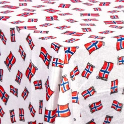 Flagdug - Velour dug med norsk flag - 3 meter dug - Nervøs velour - Blødt velour stof til borddug - Pakke med 3 meter