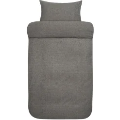 Flonel sengetøj - 140x200 cm - 100% blødt garnfarvet bomulds flonel - Høie of Scandinavia - Casper dæmpet sort premium sengesæt