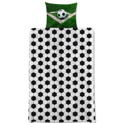 Fodbold sengetøj - 100% bomuld - Børnesengetøj 140x200 cm - Fodbold i mål