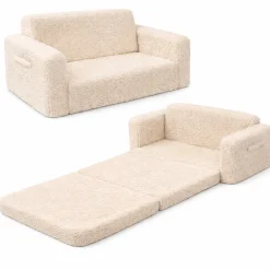 Foldesofa til børn - Beige plys - Børnemøbel