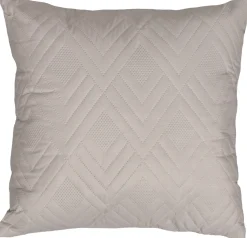 Gavlpude - 80x80 cm - 2 sidet - Sandfarvet og hvid - Stor pyntepude til sengen