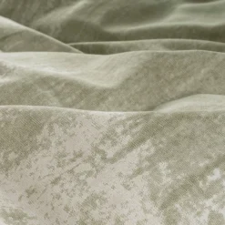 Grønt sengetøj 140x200 cm - Fadede sengesæt i grøn og sand - 100% GOTS økologisk bomuldssatin - Horisont - Nordisk Tekstil sengelinned