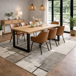 Gulvtæppe - 140x200 cm - Beige med mønster - Thales - Nordstrand Home