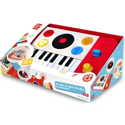 Hape DJ Mix & Spin Studio - musiklegetøj med 18 tangenter, lys og DJ-lyde - fra 12 mdr.