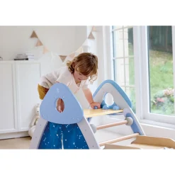 Hape 4-i-1 klatre- og rutsjebanesæt - aktivitetsmøbel med telt og boldnet - 176x53x79 cm