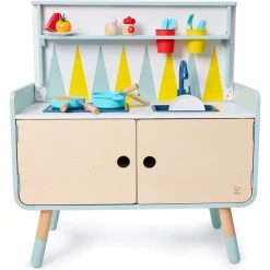 Hape Switch & Store legekøkken med opbevaring, lys, og lyd - 20 dele - 78x86,6x39 cm