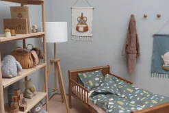 Huse sengetøj - 100% bomuld - Junior sengetøj 100x140 cm - Grønt med huse
