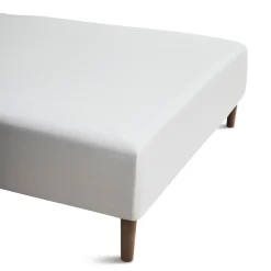 JUNA boxlagen 120x200 cm - 100% økologisk bomuld - Hvid Percale boxlagen