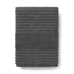 JUNA håndklæde - 100% økologisk bomuld - 50x100 cm - Check mørkegrå