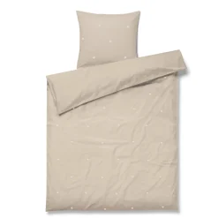 JUNA sengetøj - 100% økologisk bomuld - Daisy baby sengetøj 70x100 cm - Sand med broderede blomster